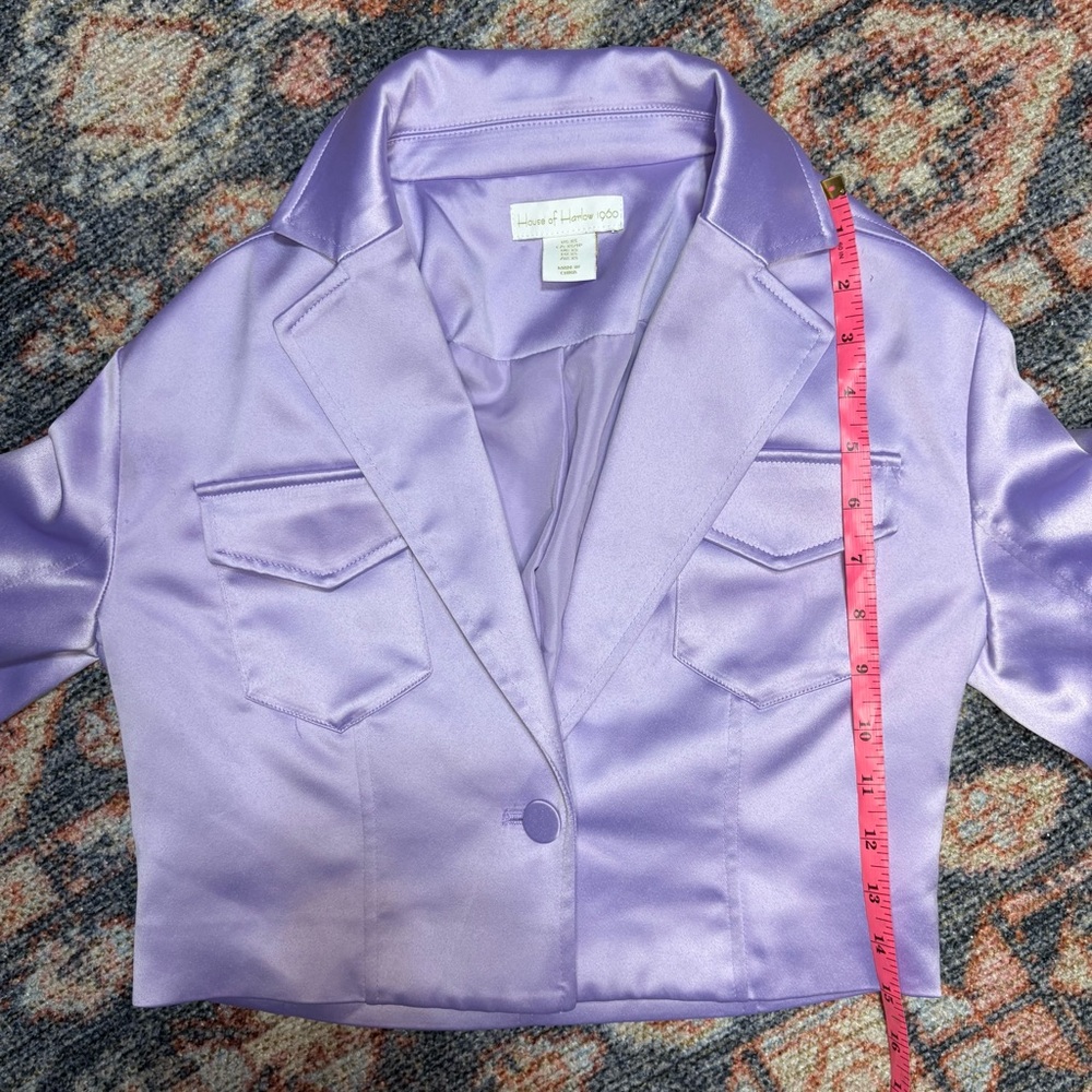 House of Harlow 1960 Gianna Cropped Satin Blazer in lilac - Picture 10 of 10